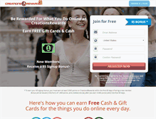 Tablet Screenshot of creationsrewards.net